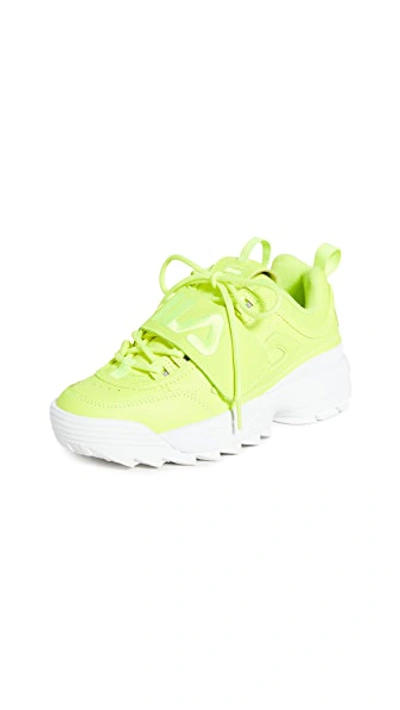 Shop Fila Disruptor Ii Applique Sneakers In Safety Yellow/white