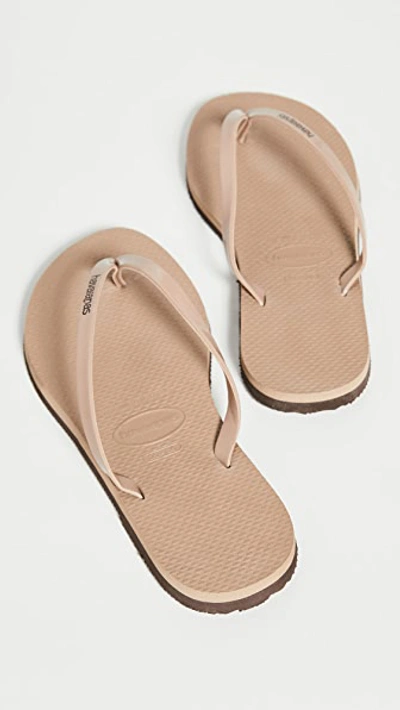 Shop Havaianas You Metallic Flip Flops In Rose Gold