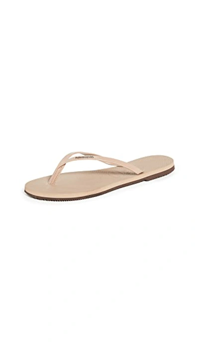 Shop Havaianas You Metallic Flip Flops In Rose Gold