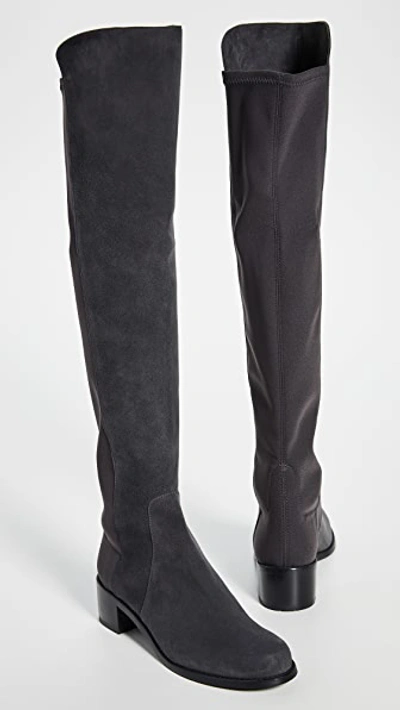 Shop Stuart Weitzman Reserve Stretch Suede Boots In Slate