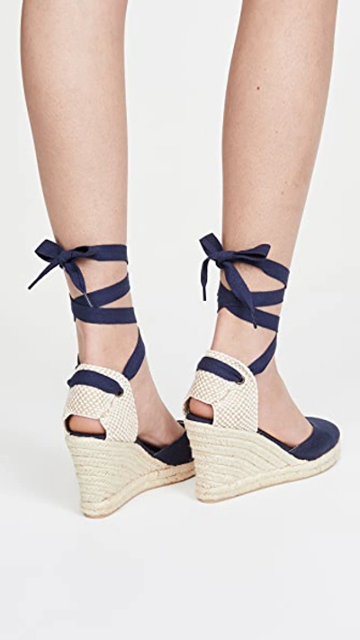 Shop Soludos Classic Espadrille Wedges In Midnight Blue