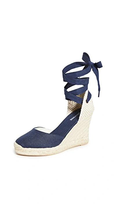 Shop Soludos Classic Espadrille Wedges In Midnight Blue