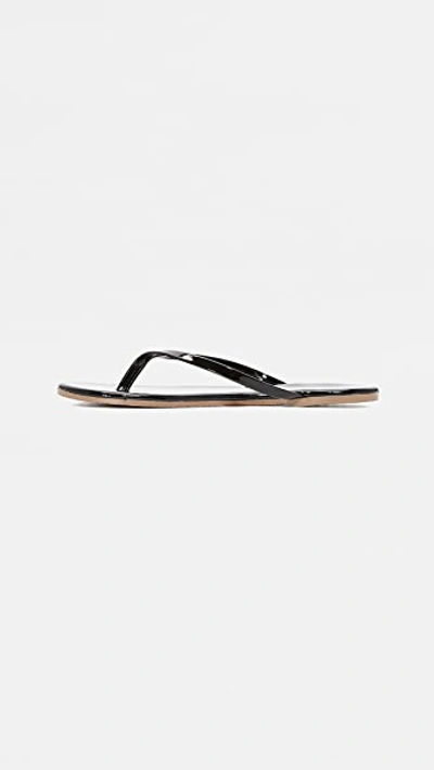 Tkees Glosses Womens Patent Leather Slide Flip-flops In Licorice