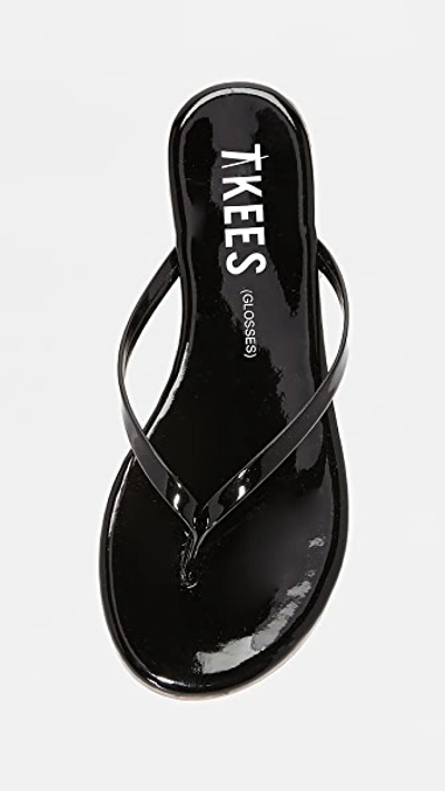 Tkees Glosses Womens Patent Leather Slide Flip-flops In Licorice