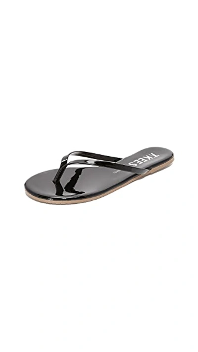Tkees Glosses Womens Patent Leather Slide Flip-flops In Licorice