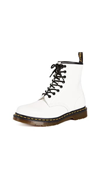 dr martens 1460 white leather flat ankle boots