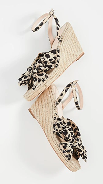 Shop Loeffler Randall Charley Pleated Knot Espadrille Wedges In Leopard