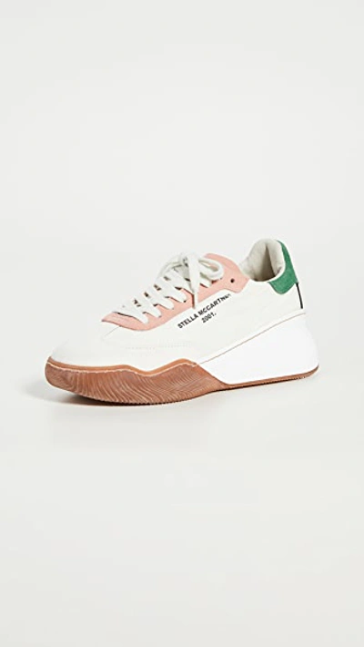 Shop Stella Mccartney Loop Lace Up Sneakers In White/cream