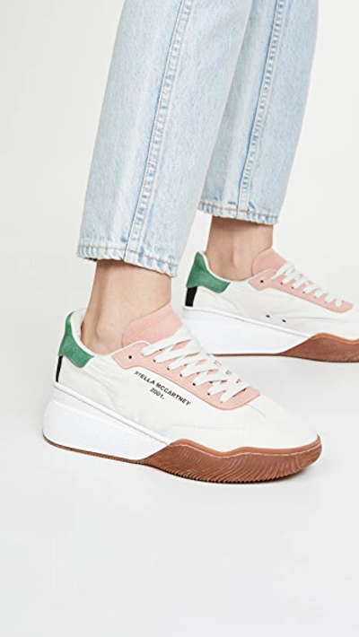 Shop Stella Mccartney Loop Lace Up Sneakers In White/cream