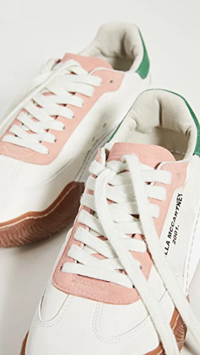 Shop Stella Mccartney Loop Lace Up Sneakers In White/cream