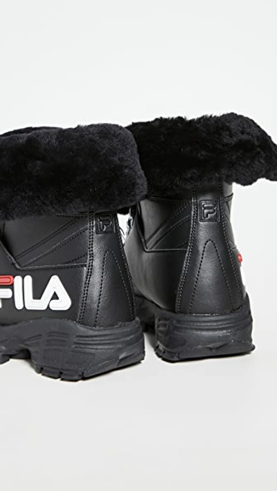 Shop Fila Disruptor Boots In Black/white/red