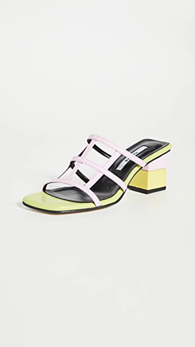 Shop Yuul Yie Waffle Sandals In Lime/powder Pink