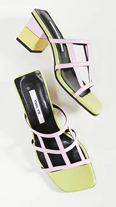Shop Yuul Yie Waffle Sandals In Lime/powder Pink