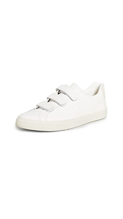 Shop Veja 3-lock Sneakers In Extra White