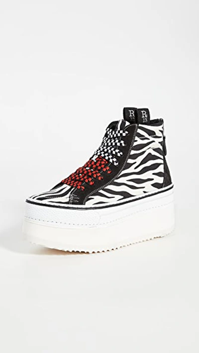 Shop R13 High Top Skate Platform Sneakers In Zebra