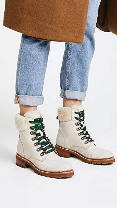 Shop Frye Samantha Hiker Boots In Ivory