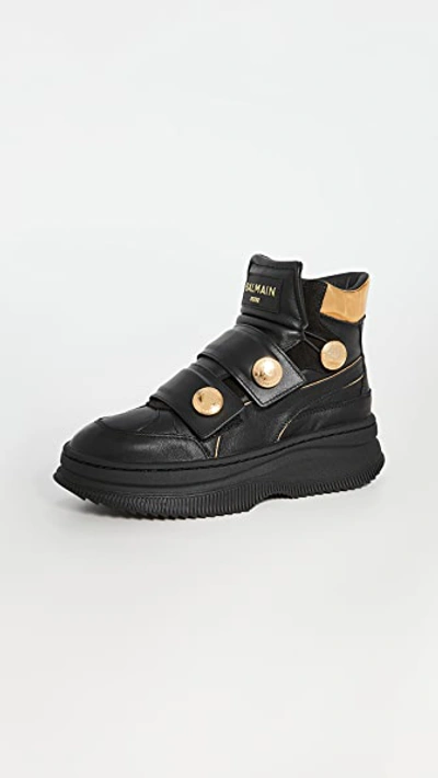 Shop Puma X Balmain Deva Straps Hiker Sneakers In Black