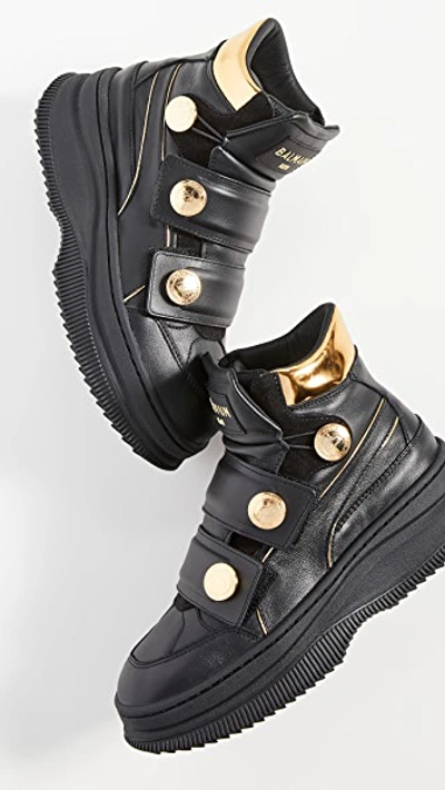 Shop Puma X Balmain Deva Straps Hiker Sneakers In Black