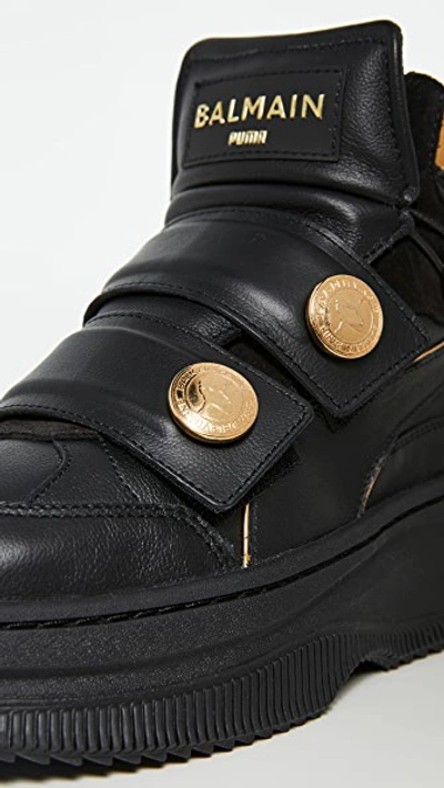 Shop Puma X Balmain Deva Straps Hiker Sneakers In Black