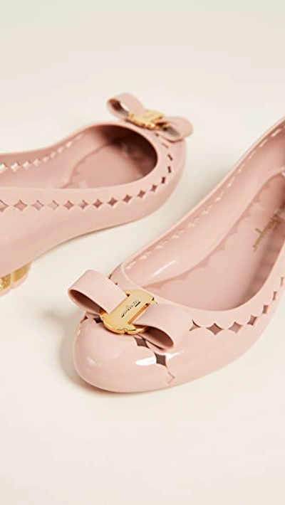 Shop Ferragamo Jelly Flats In Bon Bon