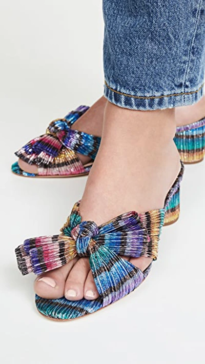 Shop Loeffler Randall Emilia Pleated Knot Mules In Rainbow