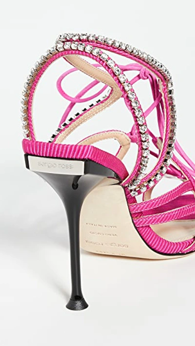 Shop Sergio Rossi Sr Milano Sandals In Fuxia + Palladio/crystal