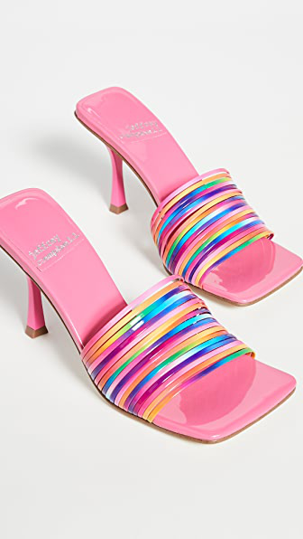 Jeffrey Campbell Morine Mules In Bright Gradient Pink Modesens