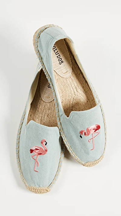 Shop Soludos Flamingo Smoking Slipper Espadrilles In Chambray