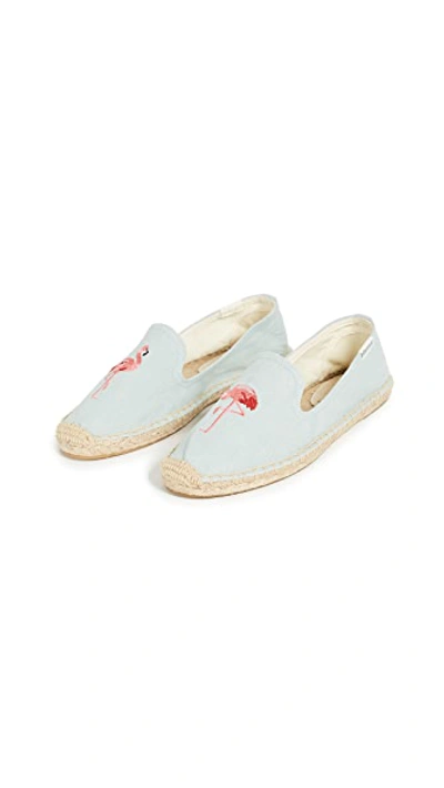 Shop Soludos Flamingo Smoking Slipper Espadrilles In Chambray