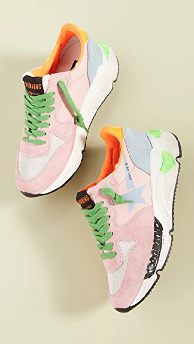 Shop Golden Goose Running Sole Sneakers In Pink/orange/ciel