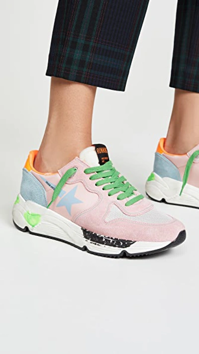 Shop Golden Goose Running Sole Sneakers In Pink/orange/ciel