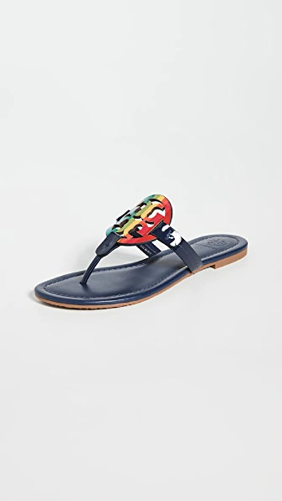 Shop Tory Burch Miller Sandals In Bright Rainbow/royal Navy