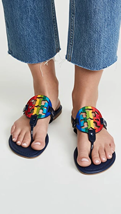 Shop Tory Burch Miller Sandals In Bright Rainbow/royal Navy