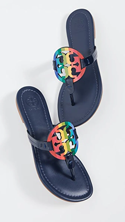 Shop Tory Burch Miller Sandals In Bright Rainbow/royal Navy