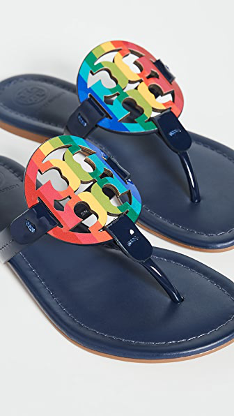bright rainbow tory burch sandals