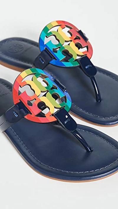 Shop Tory Burch Miller Sandals In Bright Rainbow/royal Navy