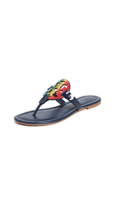 Shop Tory Burch Miller Sandals In Bright Rainbow/royal Navy