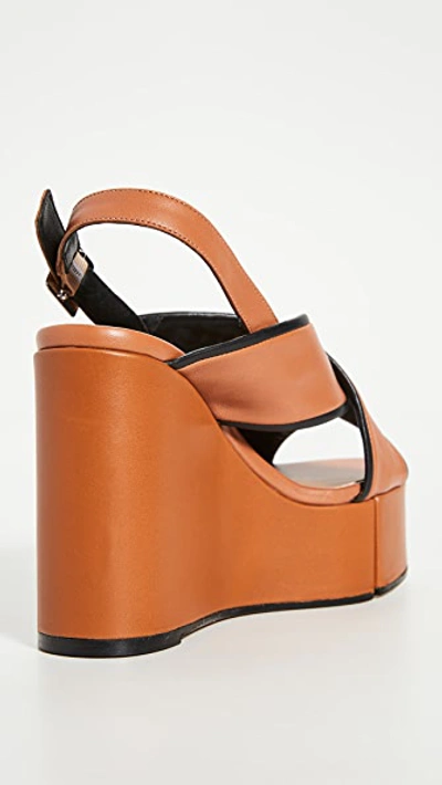 Shop Clergerie Mirane Wedge Sandals In Terracotta/black/gold