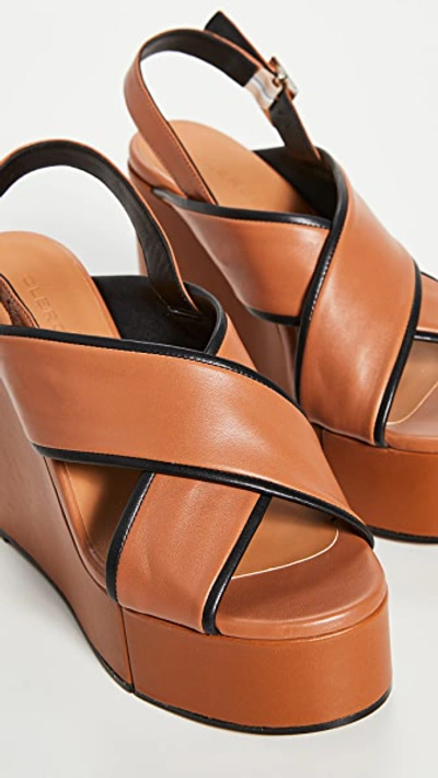 Shop Clergerie Mirane Wedge Sandals In Terracotta/black/gold