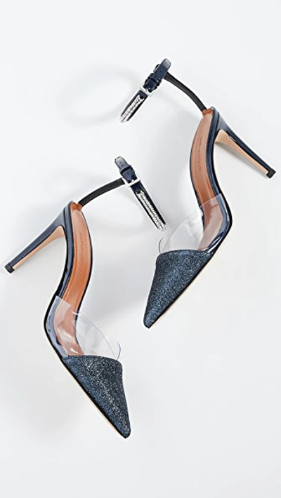 Shop Self-portrait Mila Crystal Embellished Pumps In Navy/clear/navy