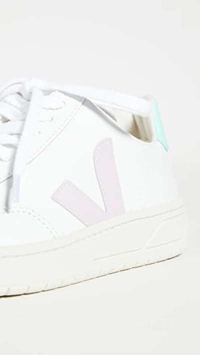 Shop Veja V-12 Sneakers In Extra White/parme/turquoise