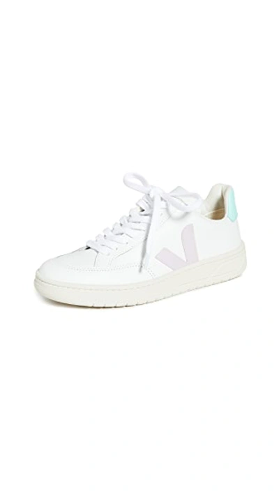 Shop Veja V-12 Sneakers In Extra White/parme/turquoise