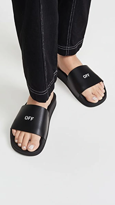 Shop Off-white Pool Sliders In Black