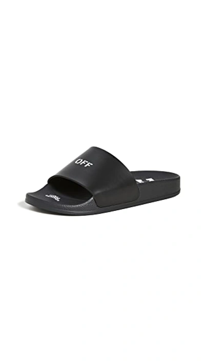 Shop Off-white Pool Sliders In Black