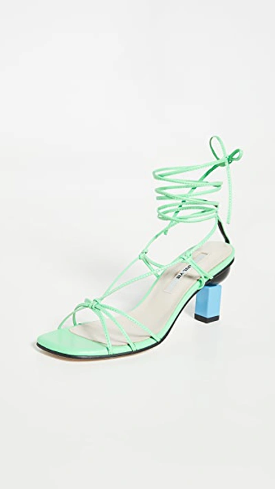 Shop Yuul Yie Trophy Lace-up Sandals In Fern Green/aqua