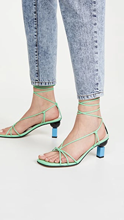 Shop Yuul Yie Trophy Lace-up Sandals In Fern Green/aqua