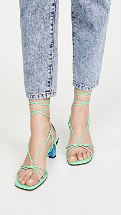 Shop Yuul Yie Trophy Lace-up Sandals In Fern Green/aqua