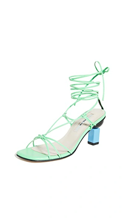 Shop Yuul Yie Trophy Lace-up Sandals In Fern Green/aqua