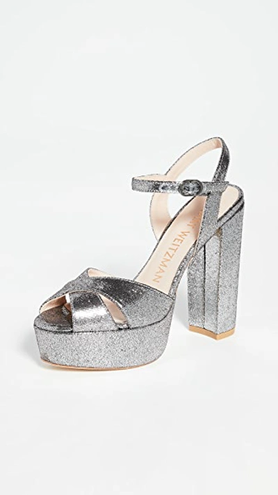 Shop Stuart Weitzman Soliesse Sandals In Silver