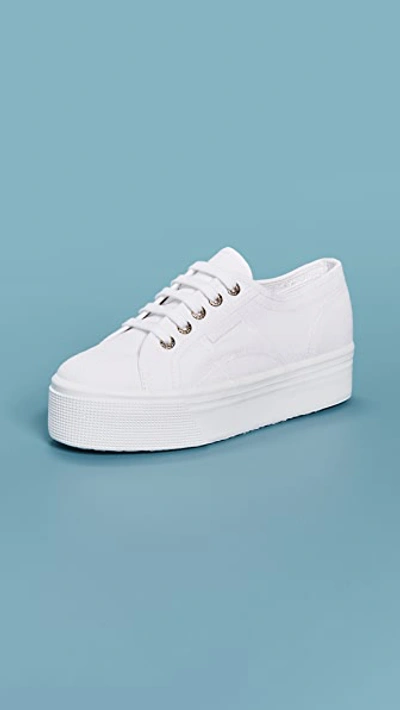 Shop Superga 2790 Platform Sneakers In White/gold